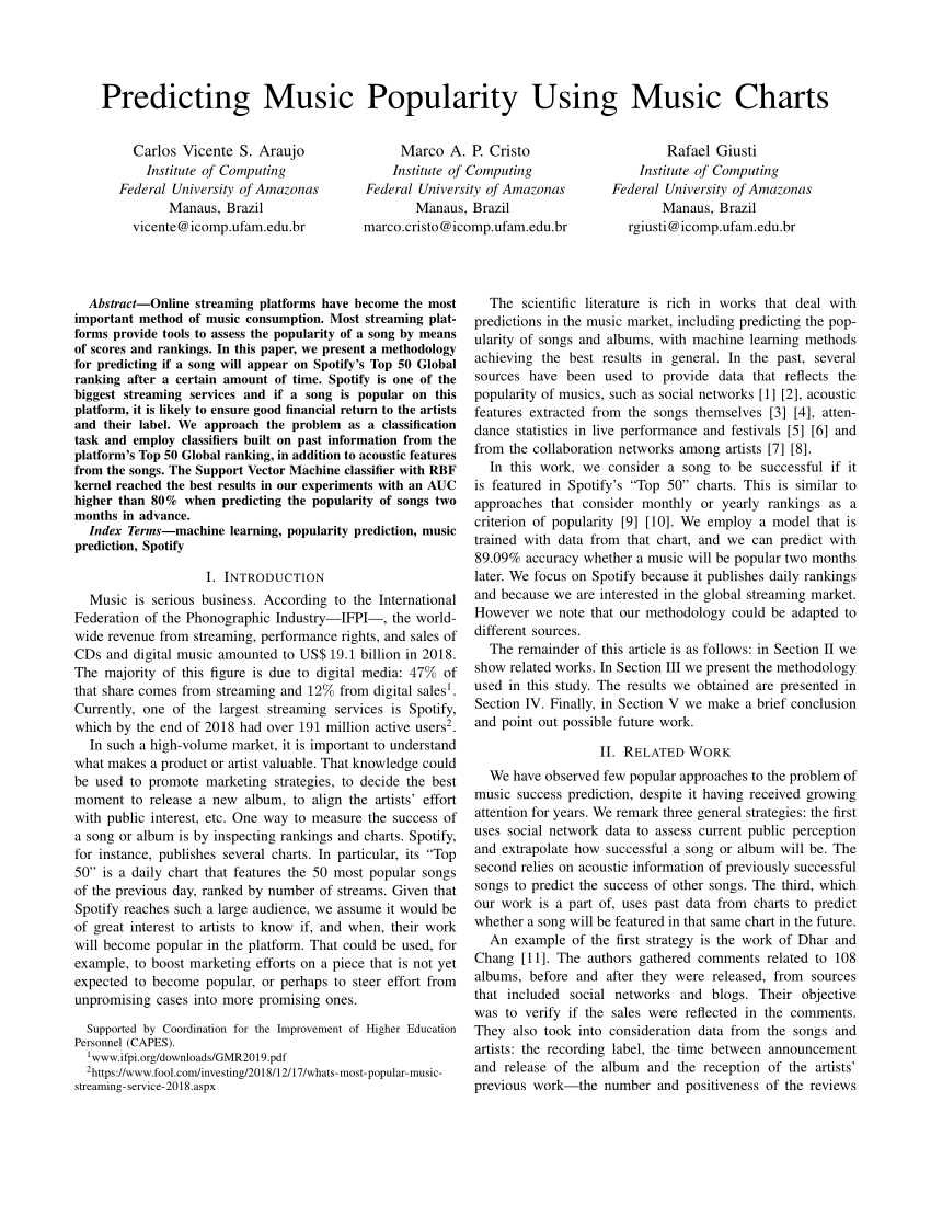 PDF) Predicting Music Success Based on Users' Comments on Online Social  Networks