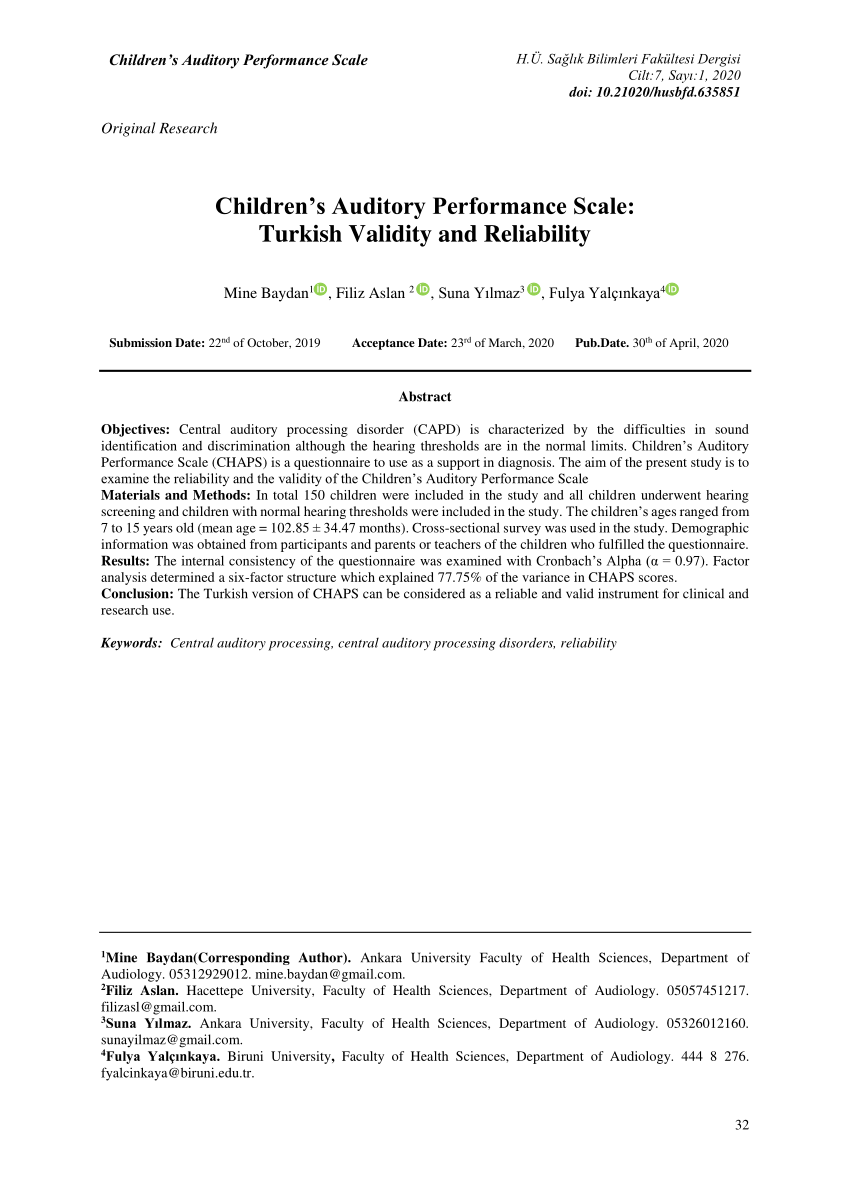 PDF) Reliability of parental assessment of auditory skills in