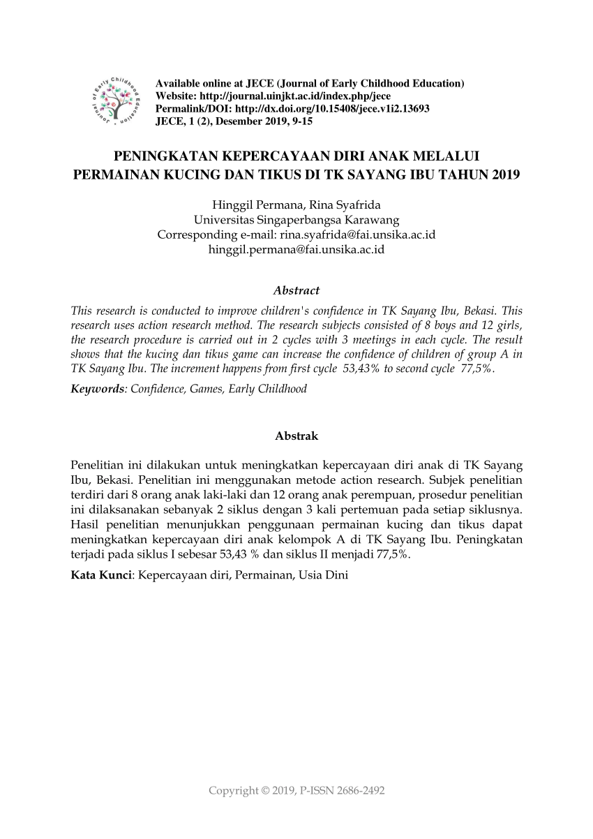 PDF) PENINGKATAN KEPERCAYAAN DIRI ANAK MELALUI PERMAINAN KUCING 