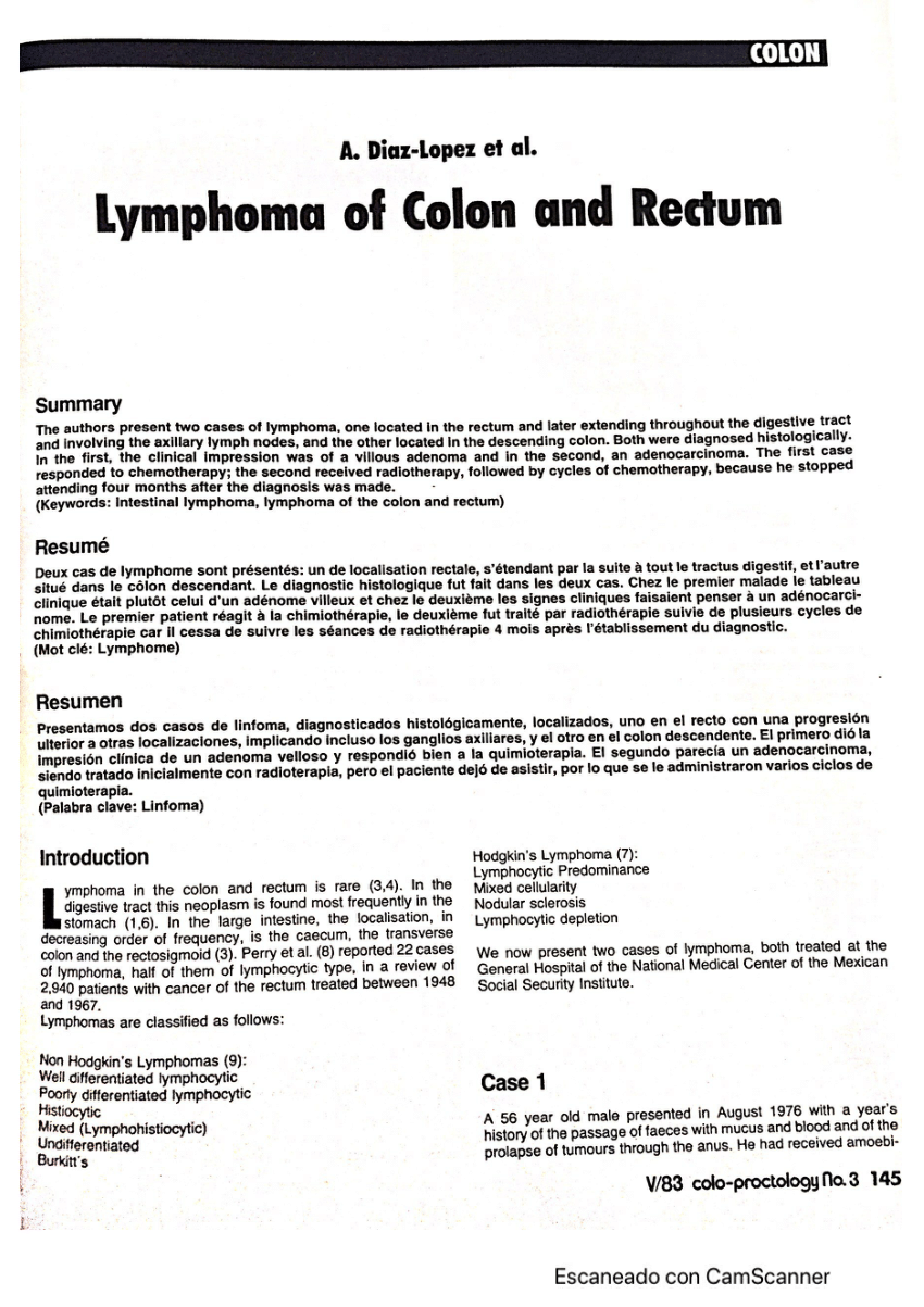 Pdf Lymphoma Of Colon And Rectum