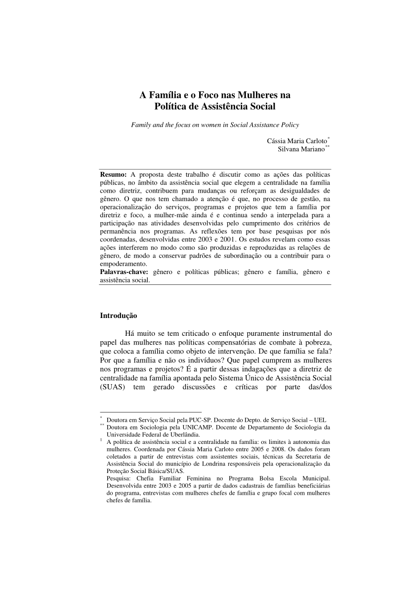 PDF) A autogestão nos serviços de Assistência Social: autonomia e