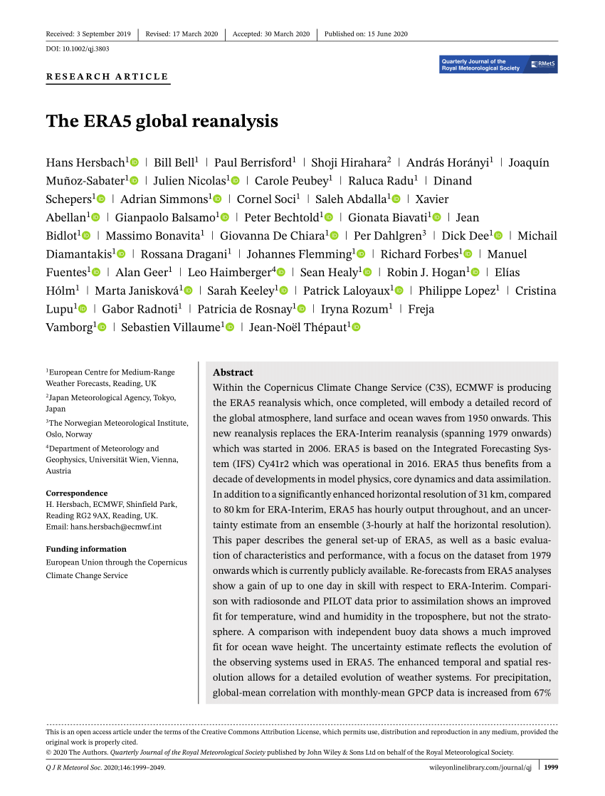 PDF) The ERA5 global reanalysis