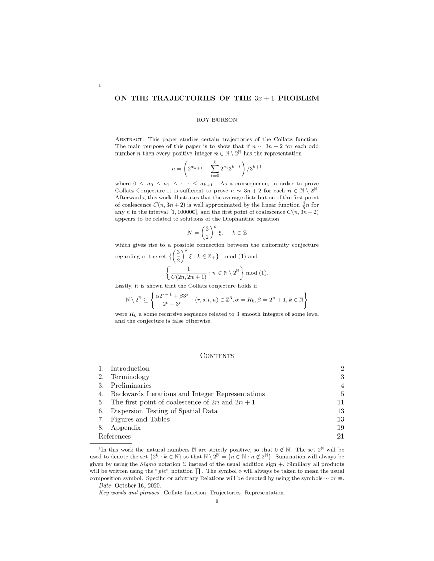 Pdf On The Trajectories Of The 3x 1 Problem