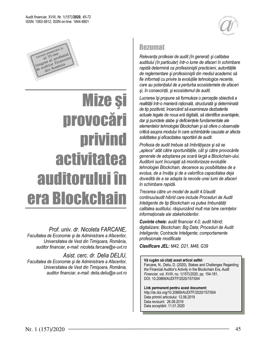 Exquisite Expressly Bare PDF) Mize şi provocări privind activitatea auditorului în era Blockchain
