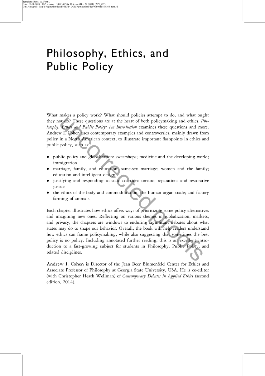 Pdf Philosophy Ethics And Public Policy