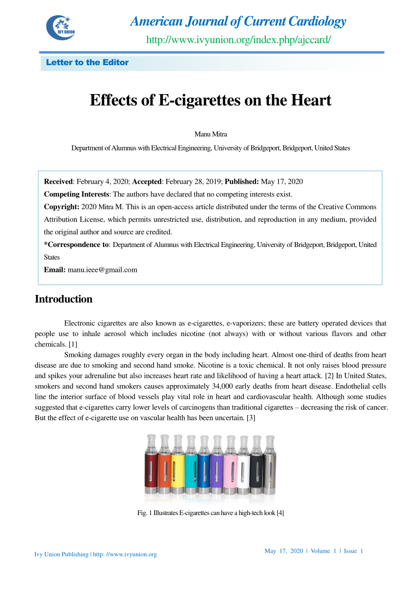 PDF Effects of E cigarettes on the Heart