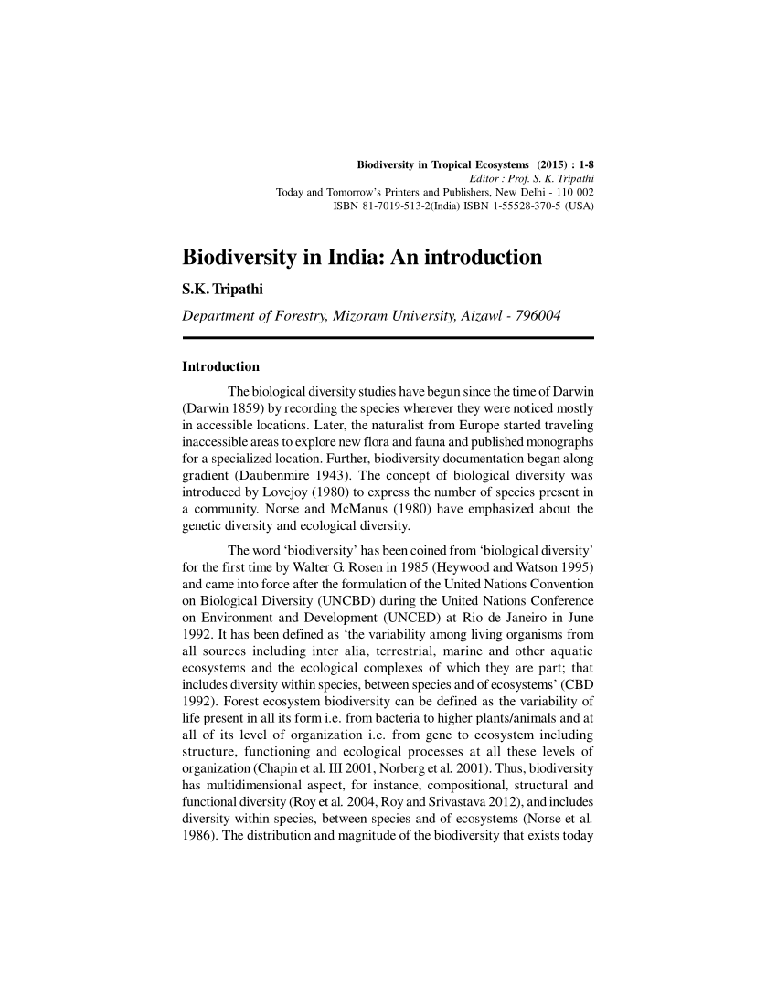 a research paper about biodiversity