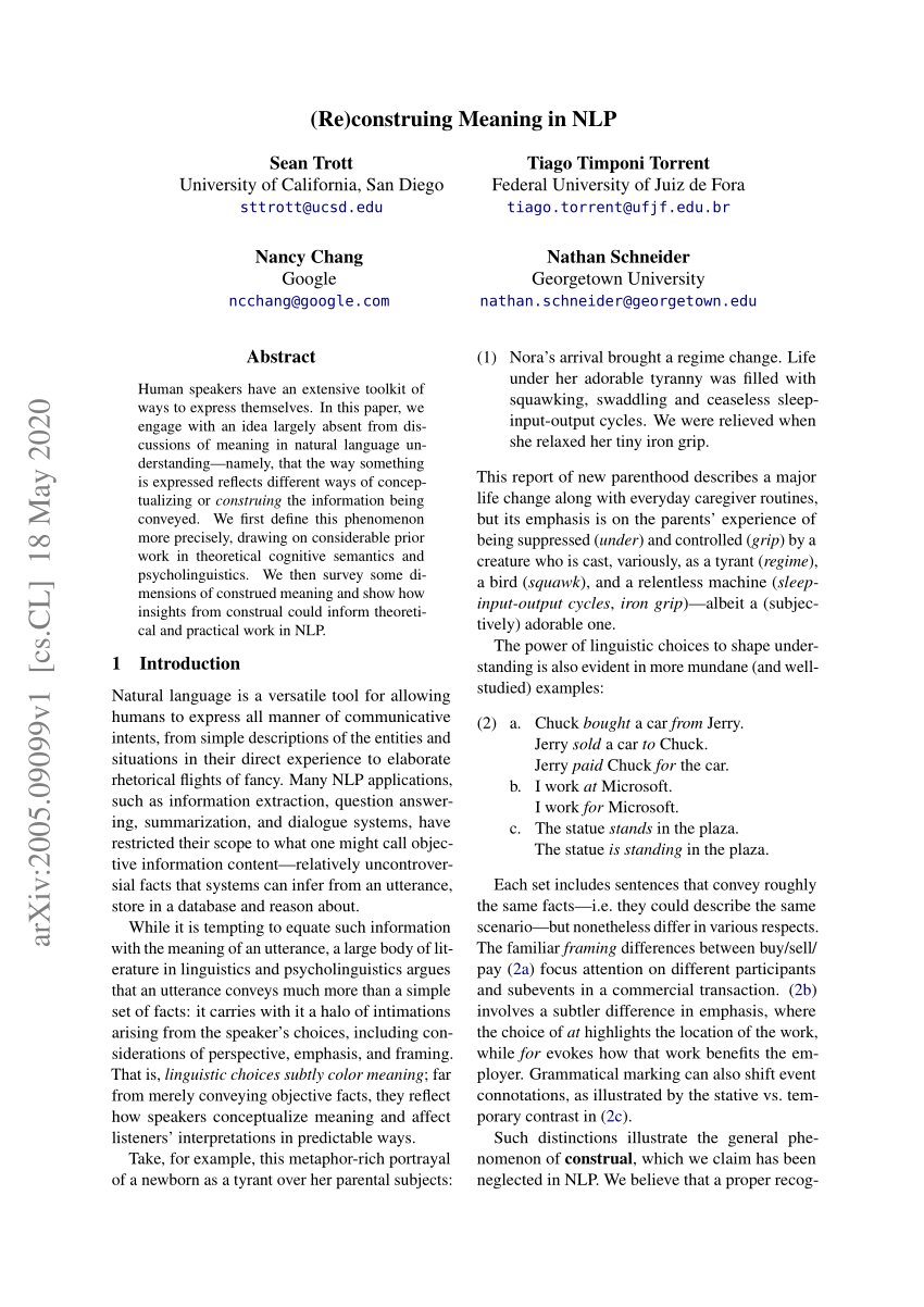 Pdf Re Construing Meaning In Nlp