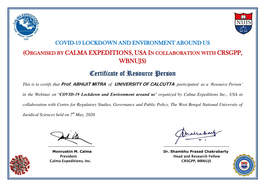 (PDF) COVID Resource person certificate webinar ABHIJIT MITRA