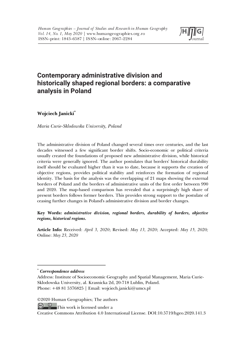 (PDF) Contemporary administrative division and historically shaped regional borders: a 