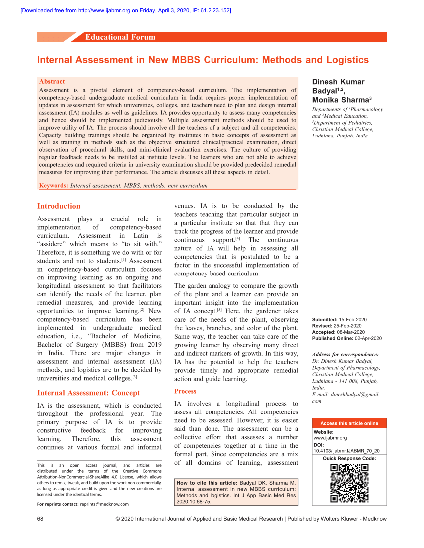 pdf-internal-assessment-in-new-mbbs-curriculum