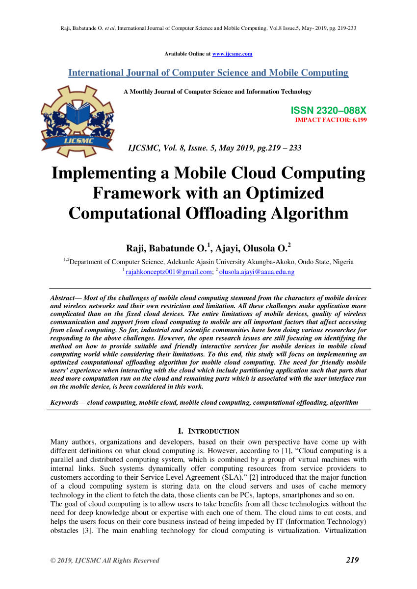 research paper on mobile cloud computing