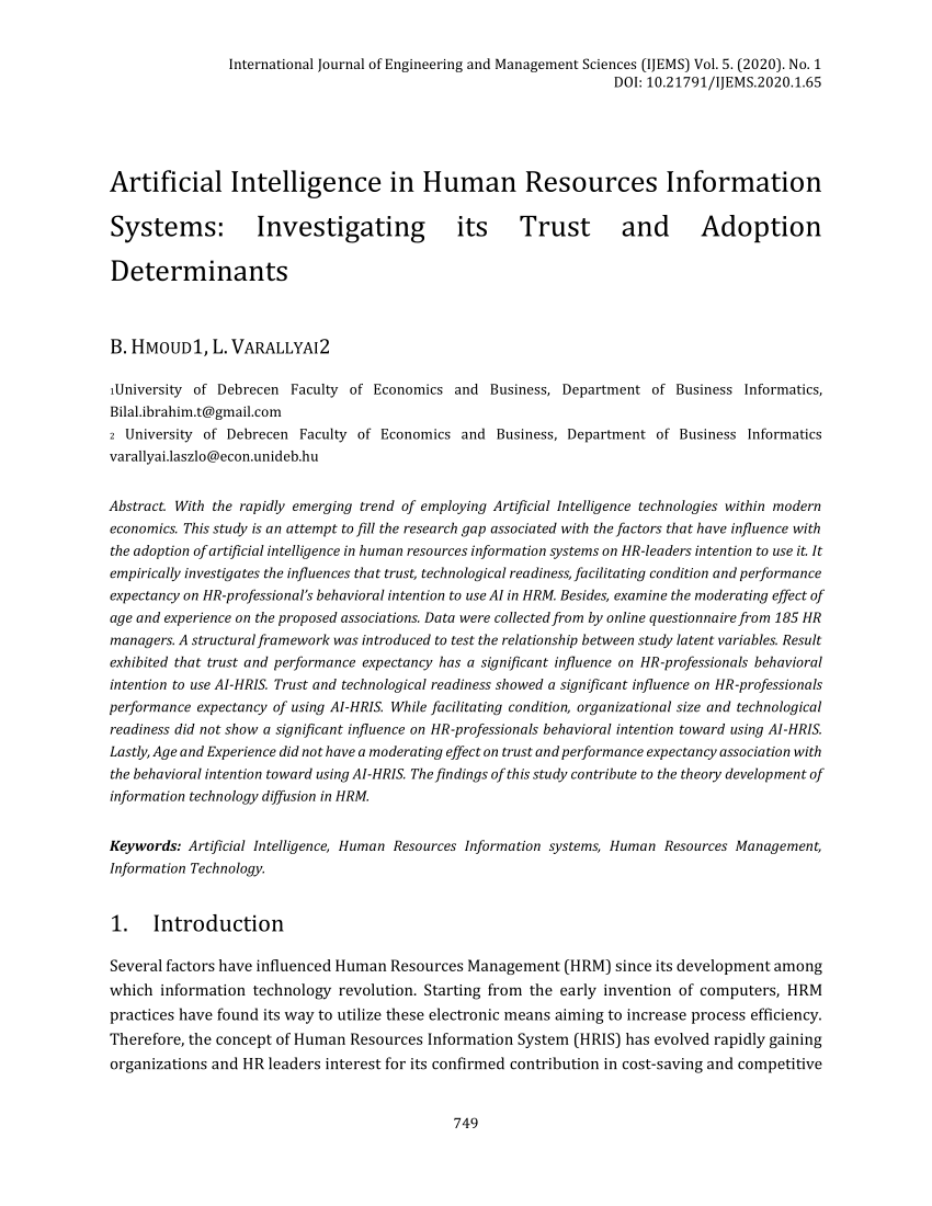 artificial intelligence in hrm research paper