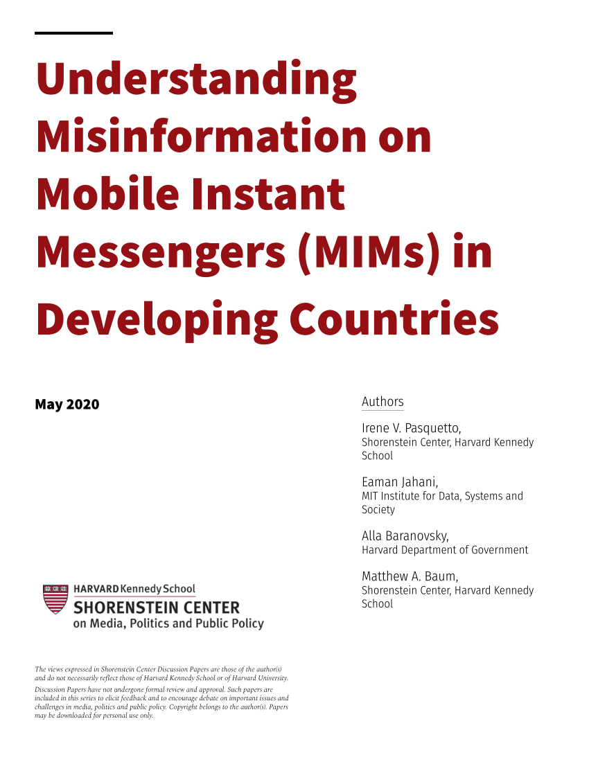PDF) Encountering and Correcting Misinformation on WhatsApp: The Roles of  User Motivations and Trust in Messaging Group Members