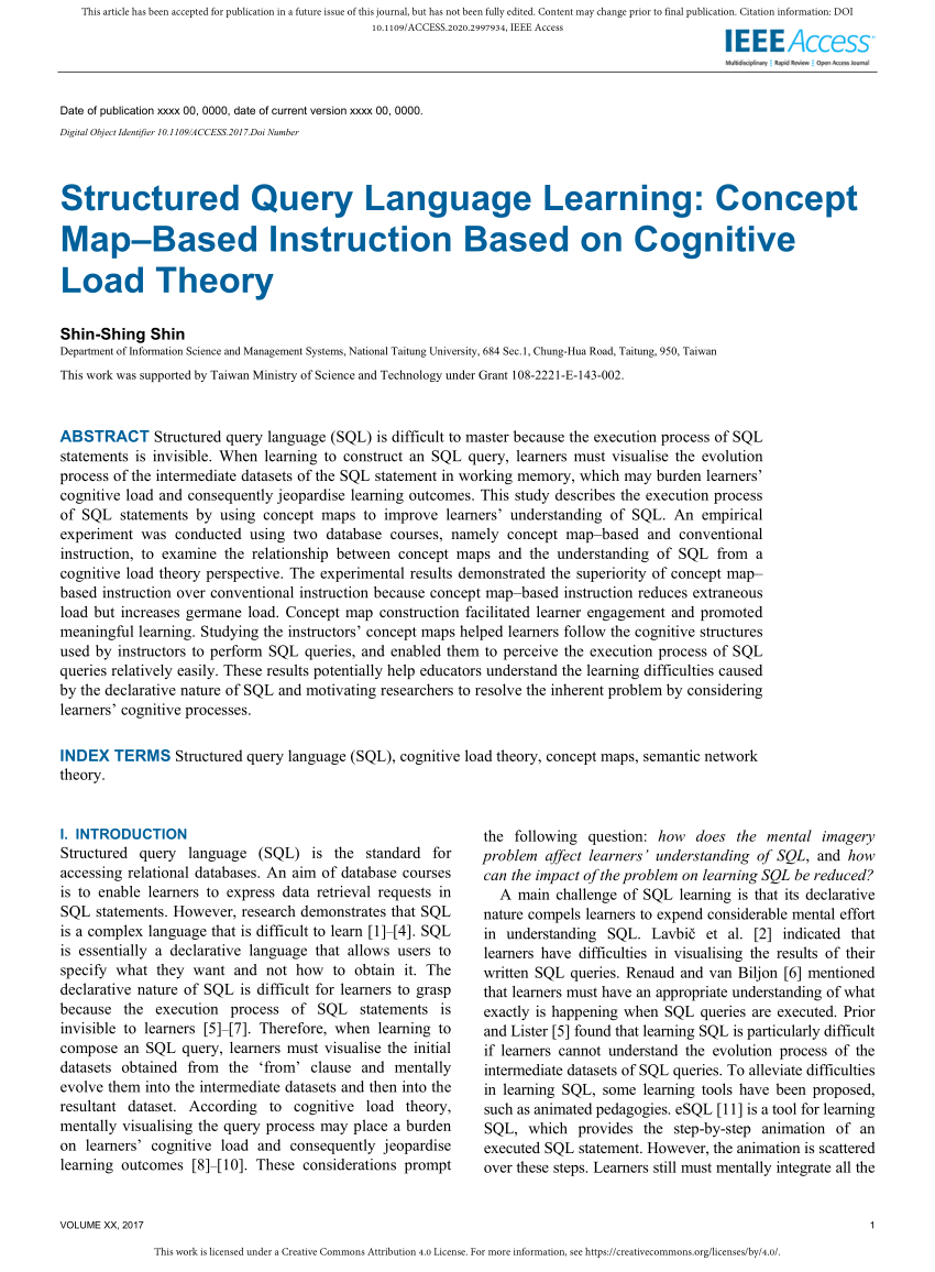 PDF) Structured Query Language Learning: Concept Map–Based ...