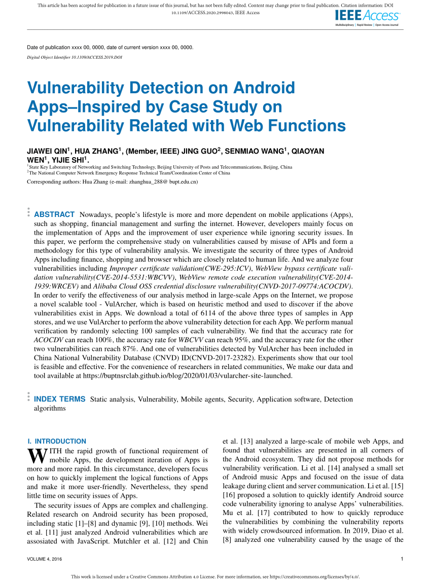 PDF) Vulnerability Detection on Android Apps–Inspired by Case ...
