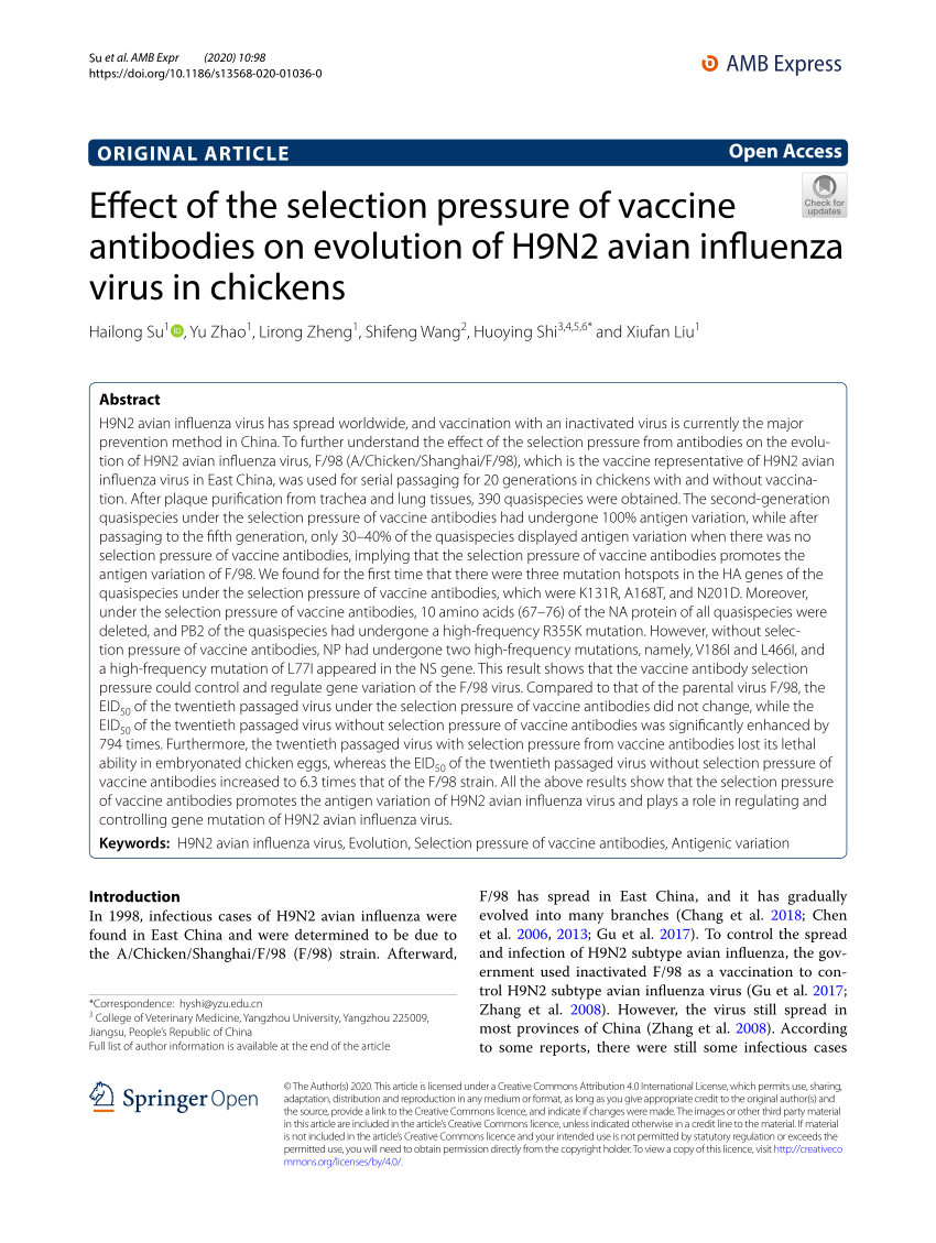 PDF) Effect of the selection pressure of vaccine antibodies on 
