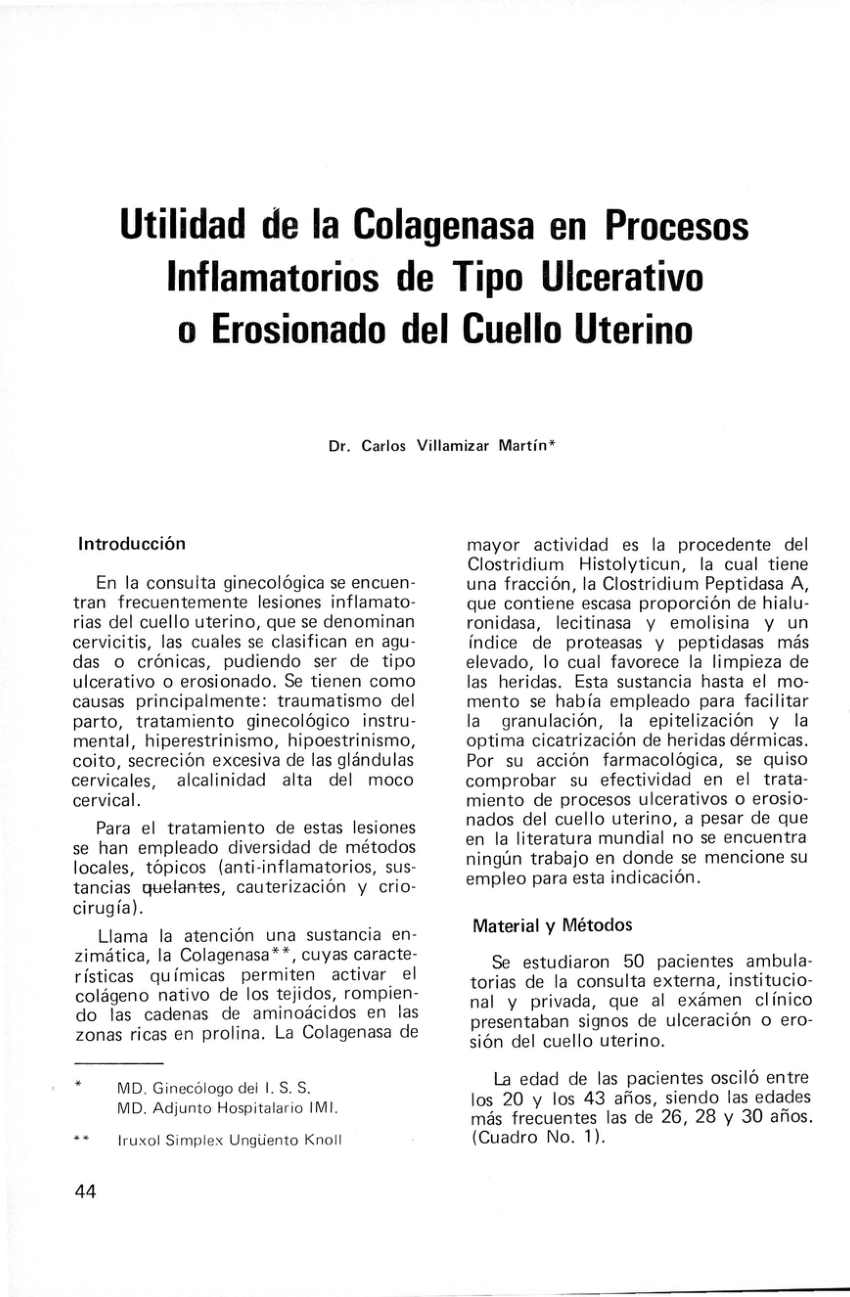 Pdf Utilidad De La Colagenasa En Procesos Inflamatorios De Tipo Ulcerativo O Erosionado Del 7879