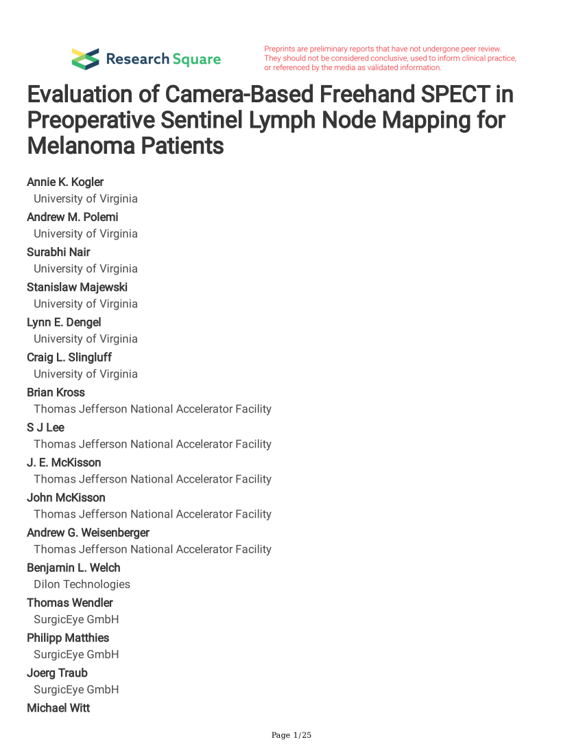 Pdf Evaluation Of Camera Based Freehand Spect In Preoperative Sentinel Lymph Node Mapping For