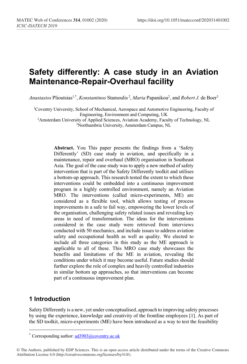 Applied Aviation Safety Case Study