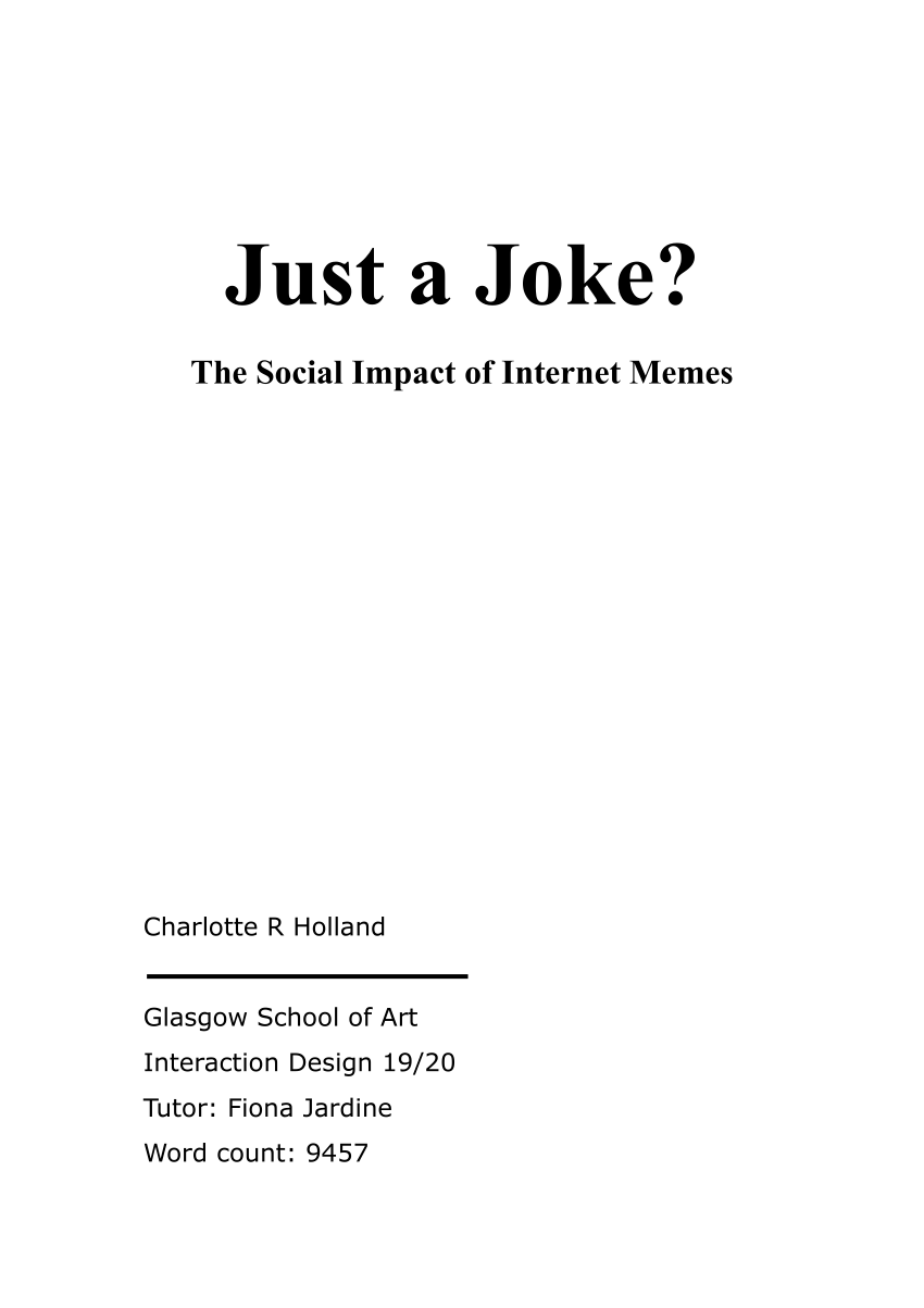 PDF) Just a Joke? The Social Impact of Internet Memes