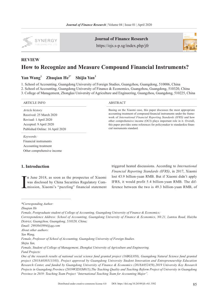 research paper on financial instruments pdf