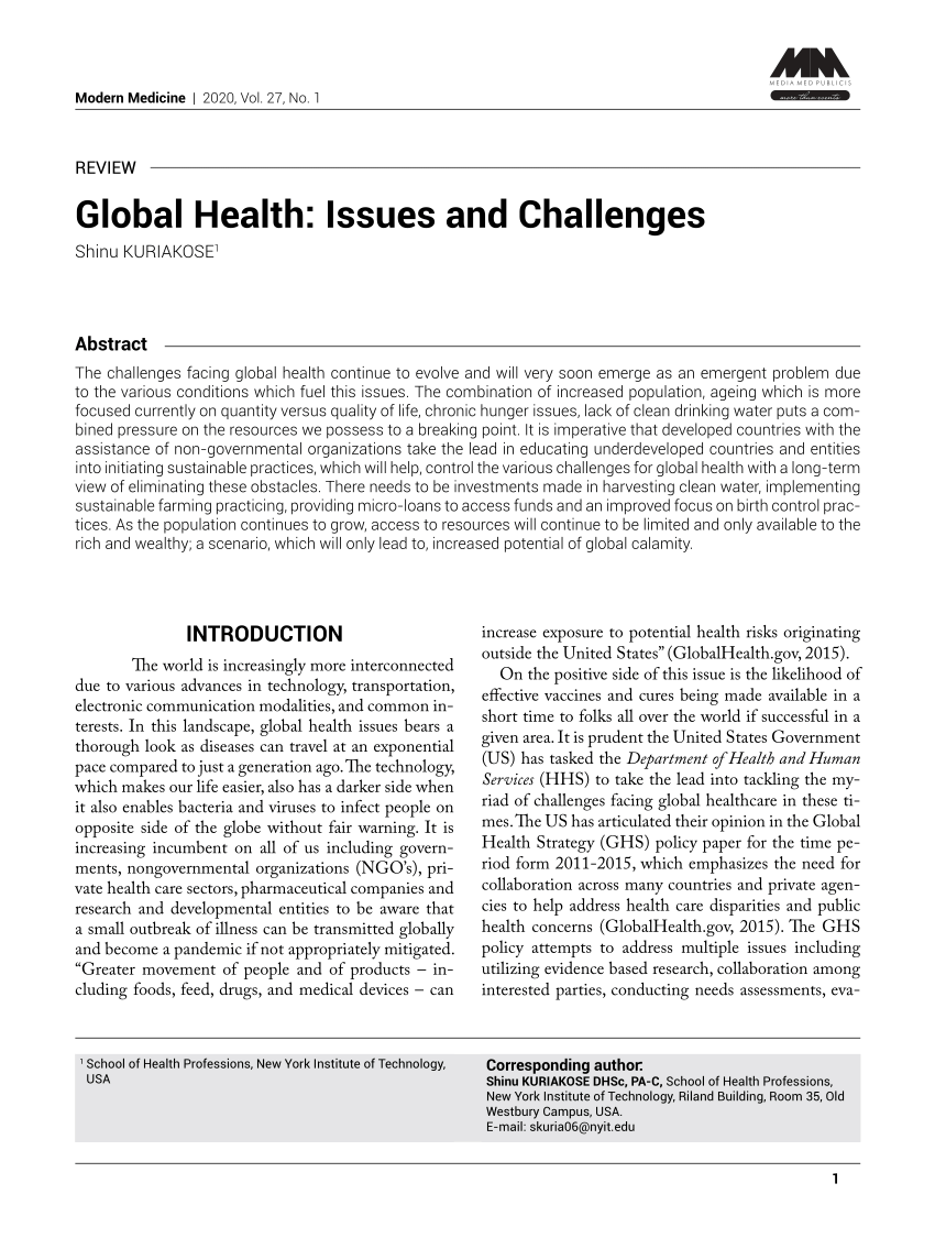 essay on global health issues