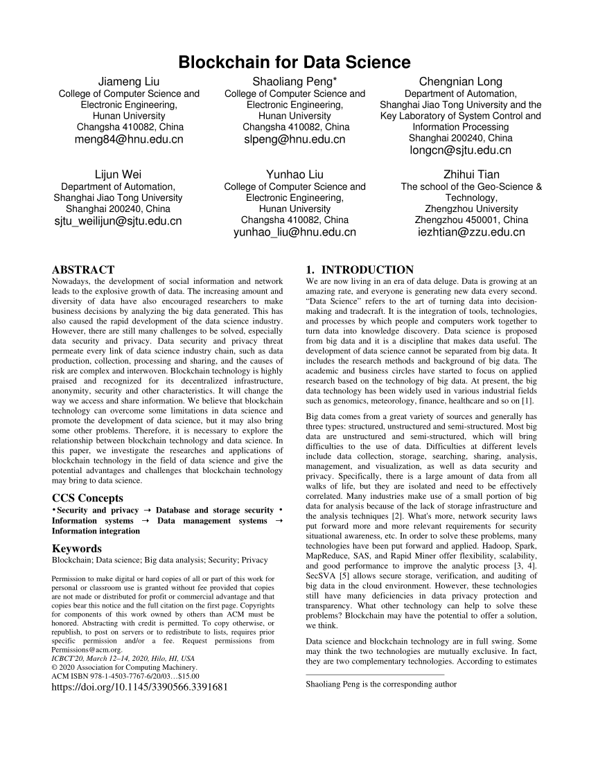 PDF) Blockchain for Data Science