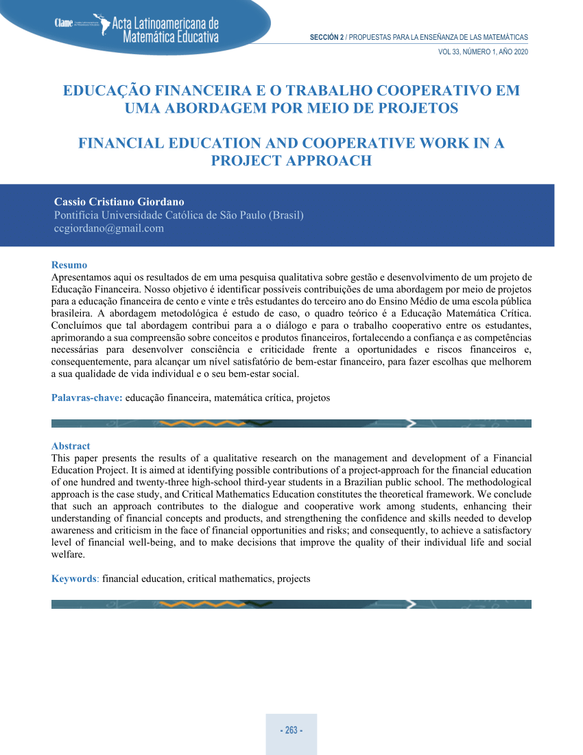 PDF) EXPLORANDO A INTERDISCIPLINARIDADE ENTRE LÍNGUA PORTUGUESA E  MATEMÁTICA NO DESENVOLVIMENTO DE UM PROJETO DE EDUCAÇÃO FINANCEIRA