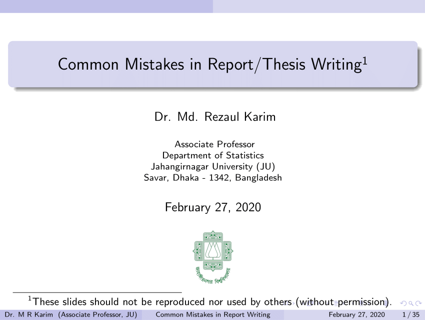 thesis common error