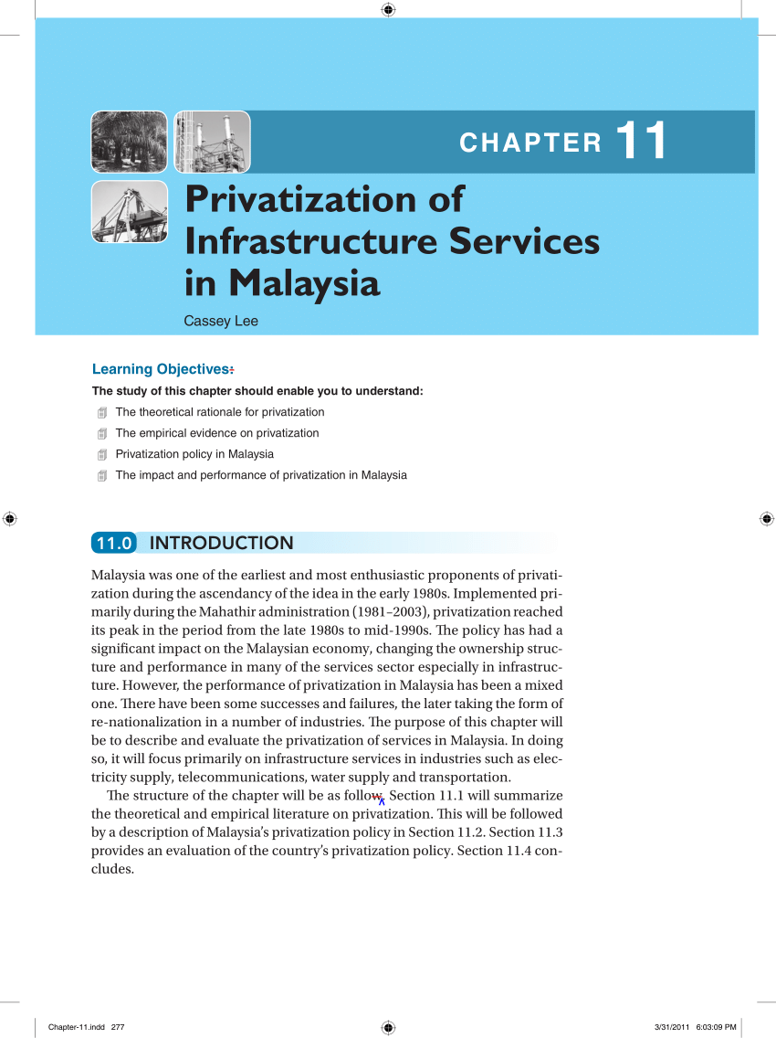 Pdf Privatization Of Infrastructure Services In Malaysia