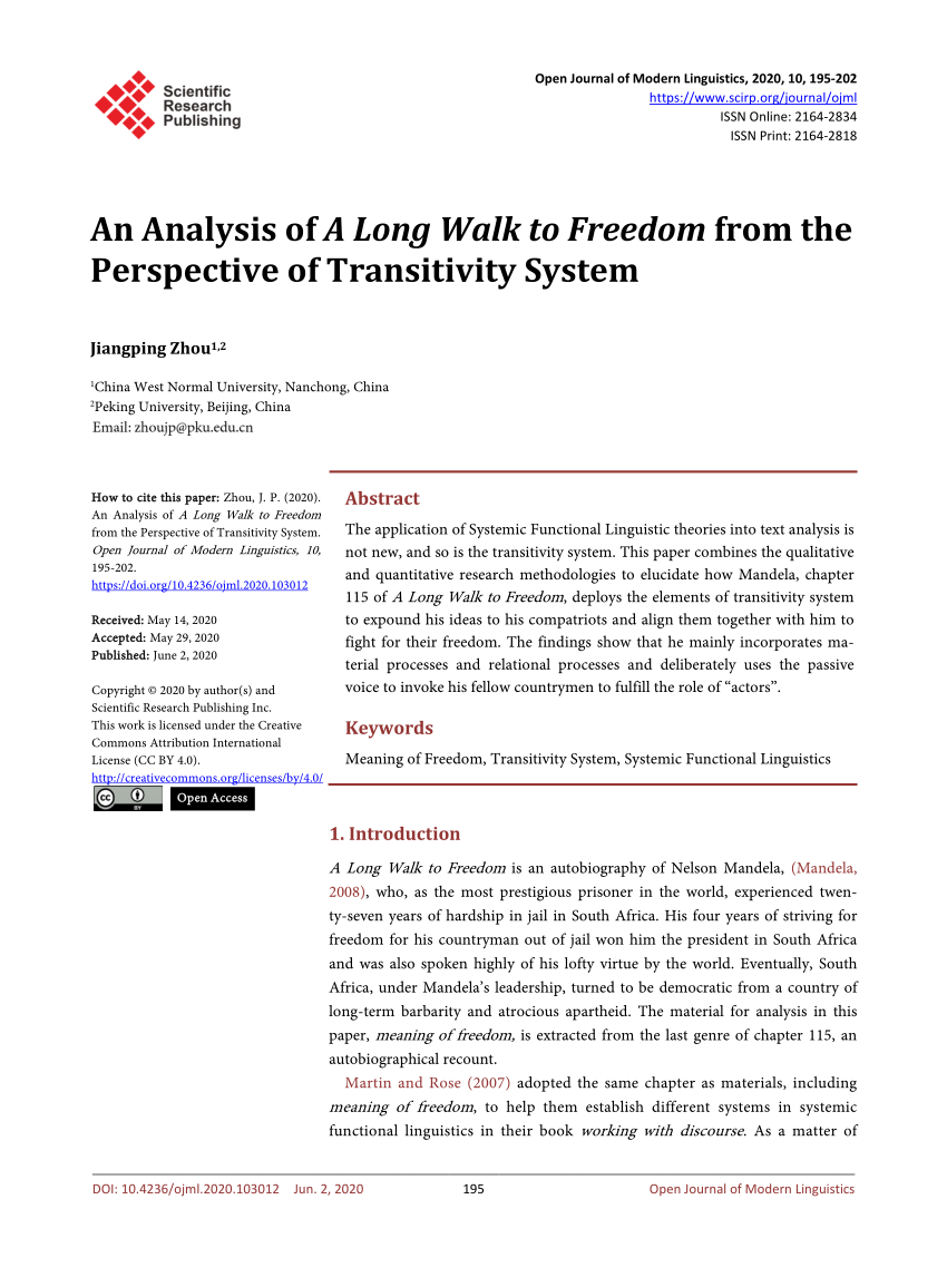 PDF) An Analysis of Walk Freedom the Perspective of Transitivity System