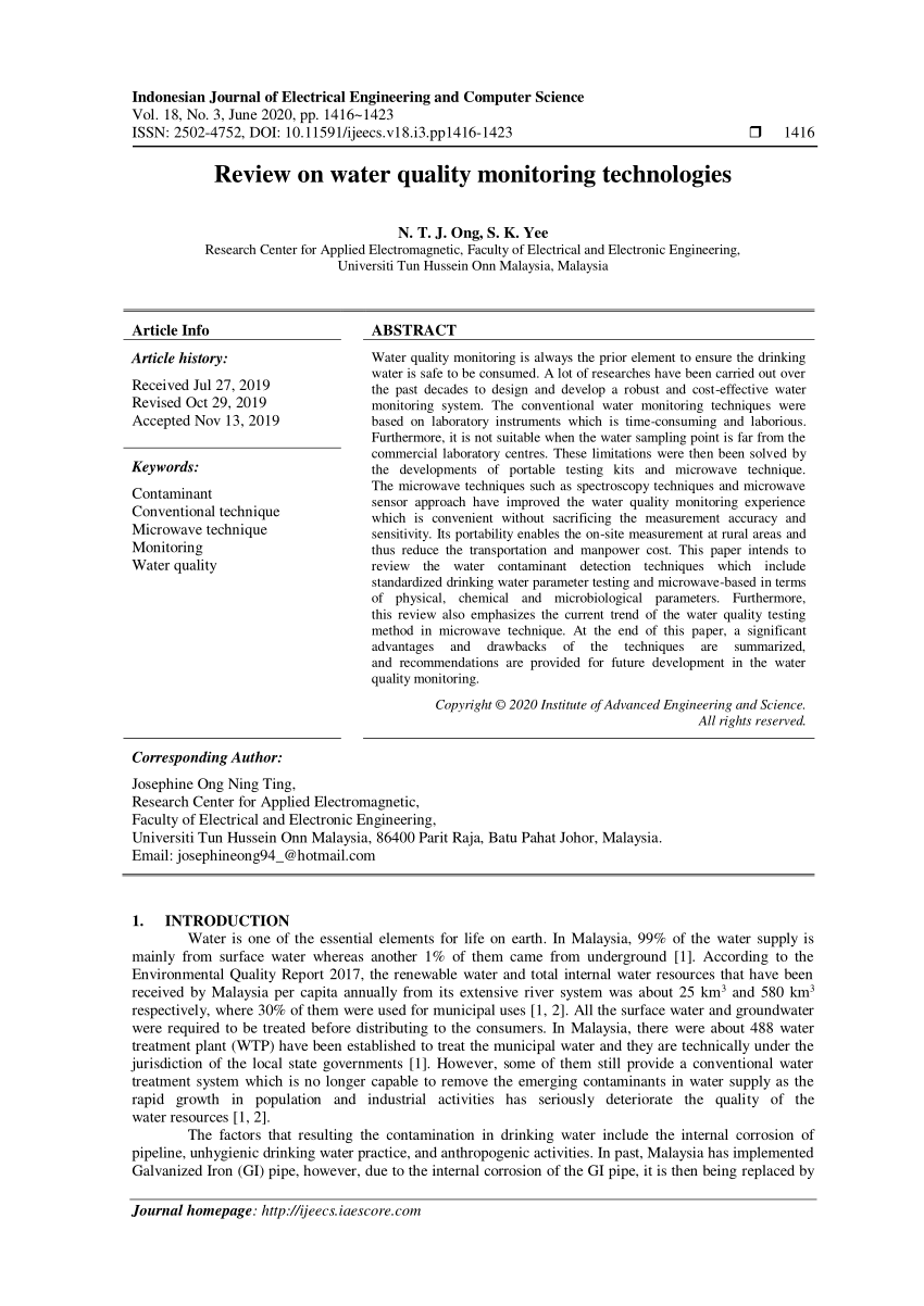 water quality testing research paper