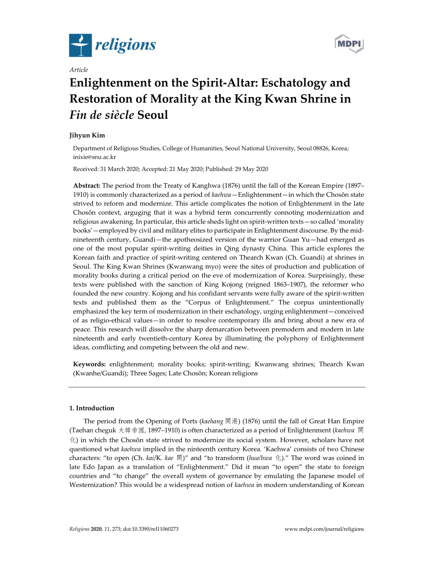 PDF) Enlightenment on the Spirit-Altar: Eschatology and