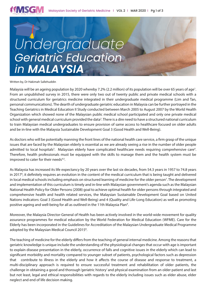 PDF) Undergraduate Geriatric Education in Malaysia