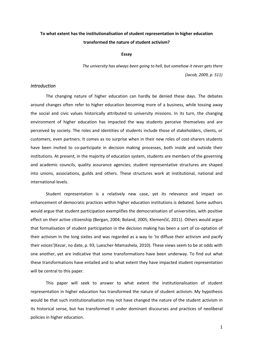 student activism essay