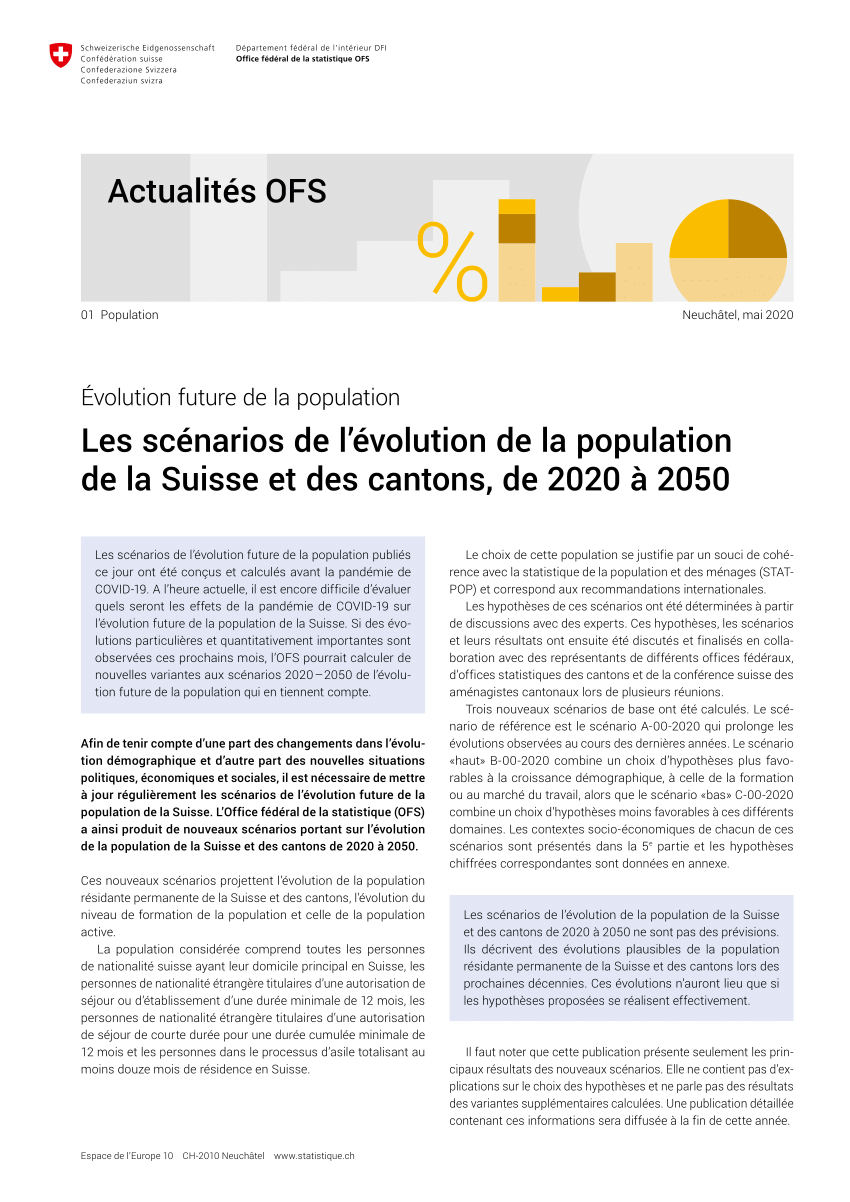 (PDF) Les scénarios de l’évolution de la population de la Suisse et des