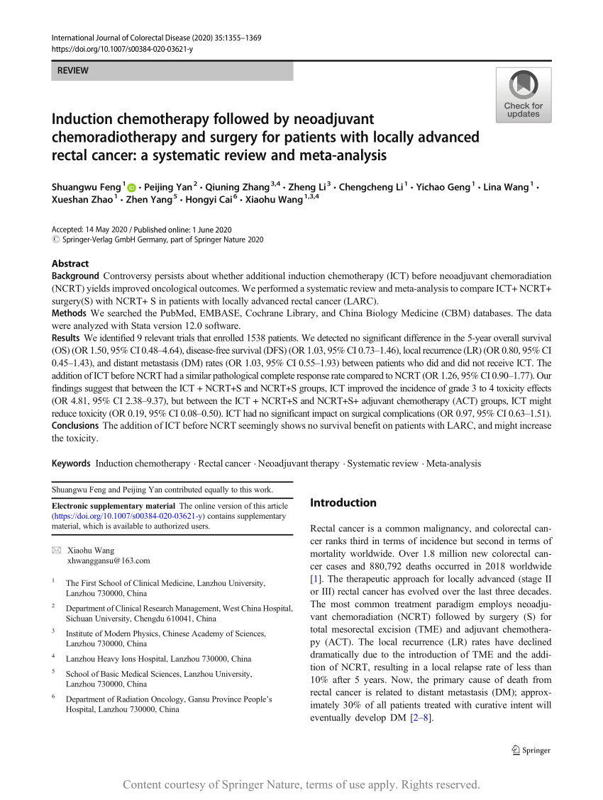 Induction Chemotherapy Followed By Neoadjuvant Chemoradiotherapy And Surgery For Patients With 6350