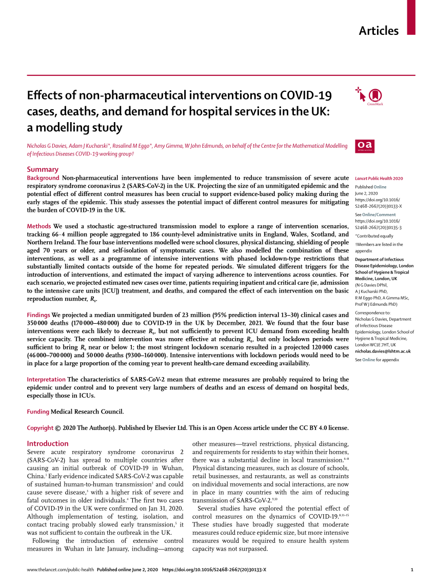 PDF) Effects of non-pharmaceutical interventions on COVID-19 cases ...