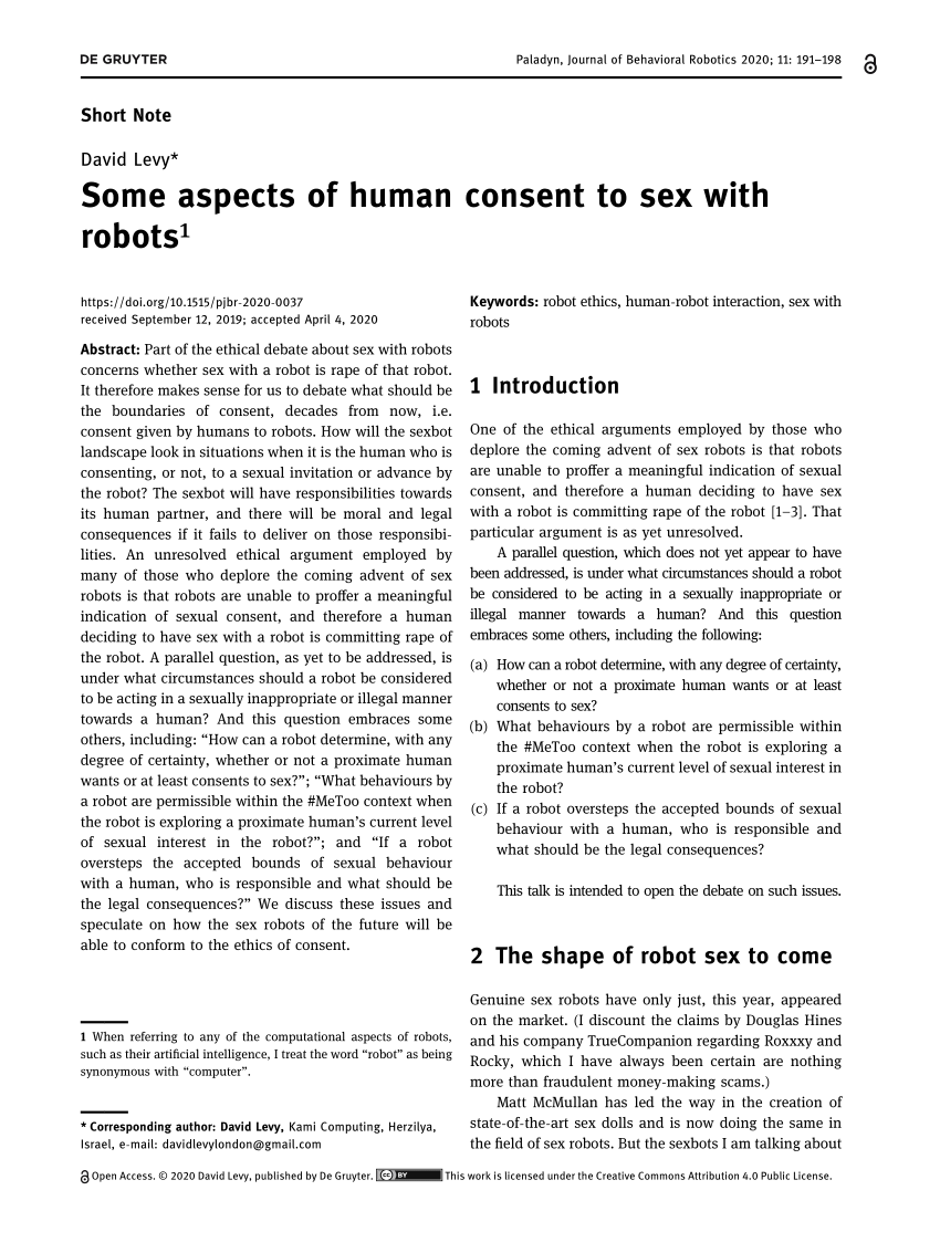 PDF) Some aspects of human consent to sex with robots