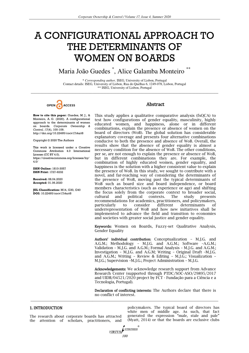 PDF) A configurational approach to the determinants of women on boards