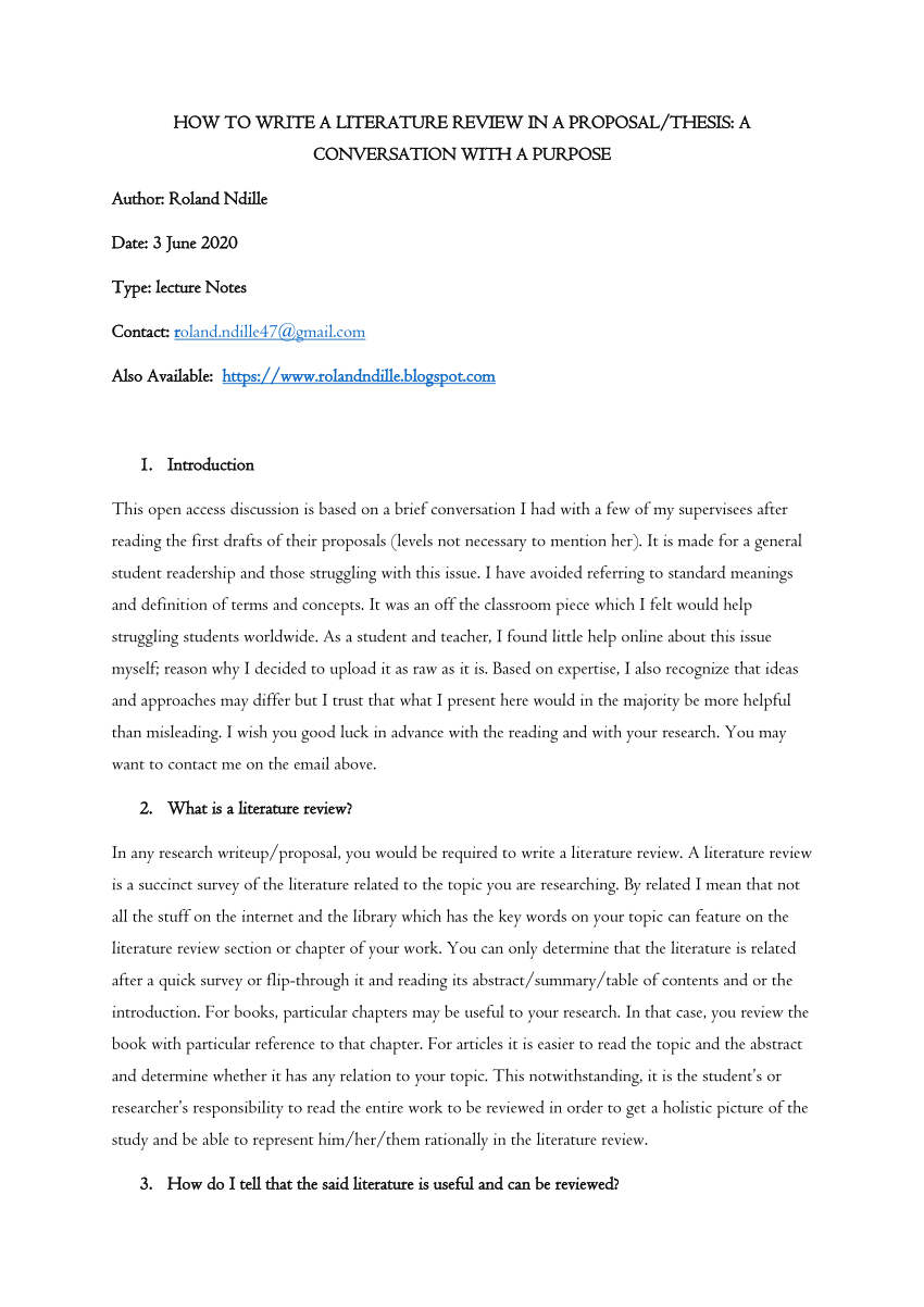 example of a literature review for research proposal