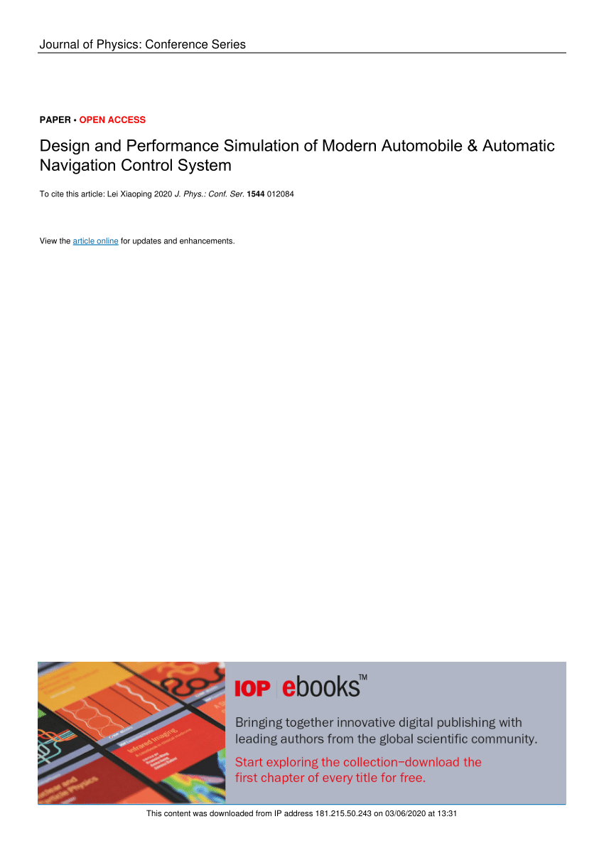 Pdf Design And Performance Simulation Of Modern Automobile Automatic Navigation Control System