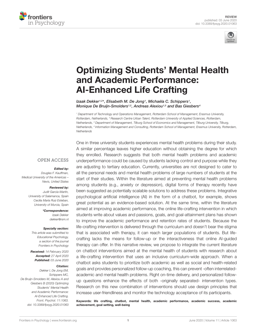 Frontiers  Improving University Students' Mental Health During