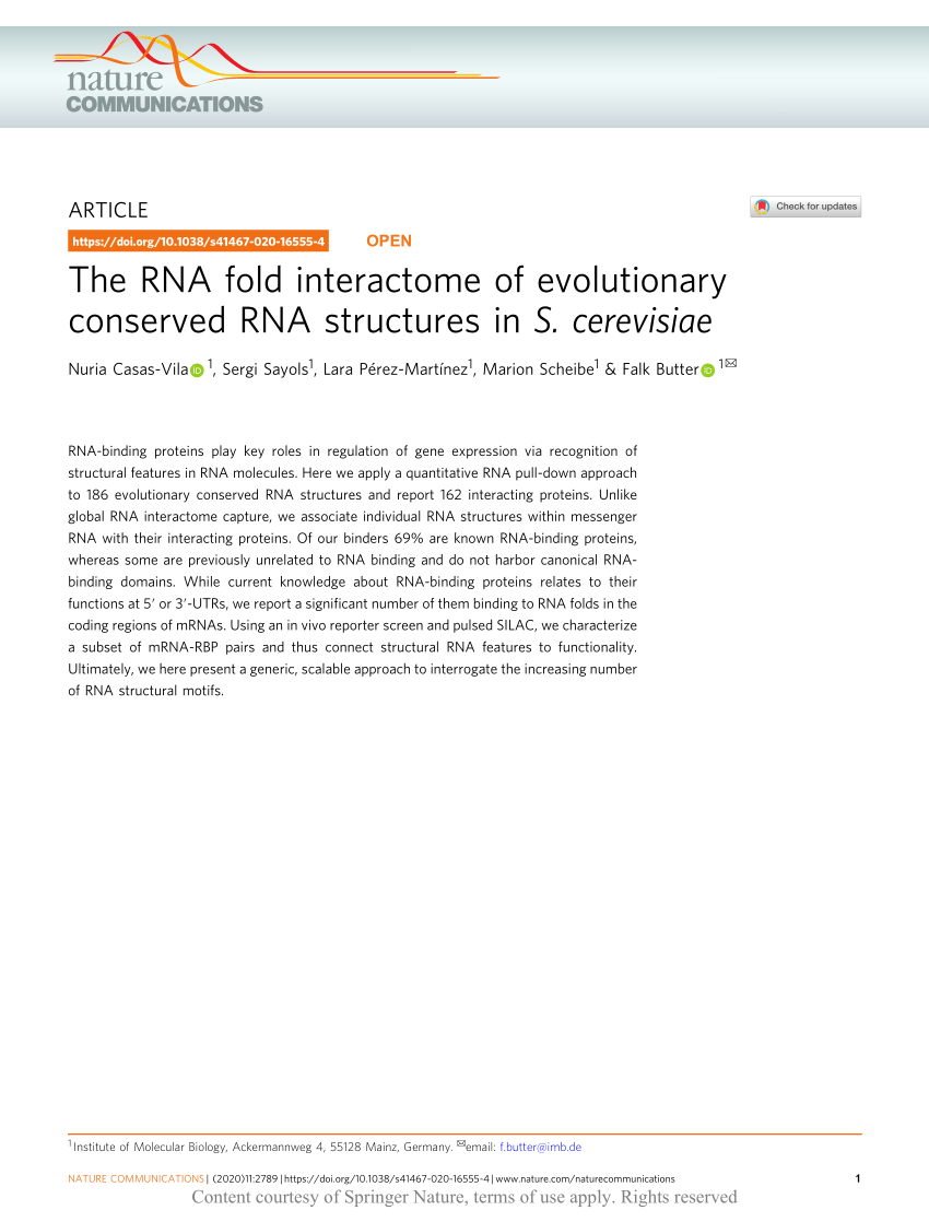 PDF) The RNA fold interactome of evolutionary conserved RNA ...