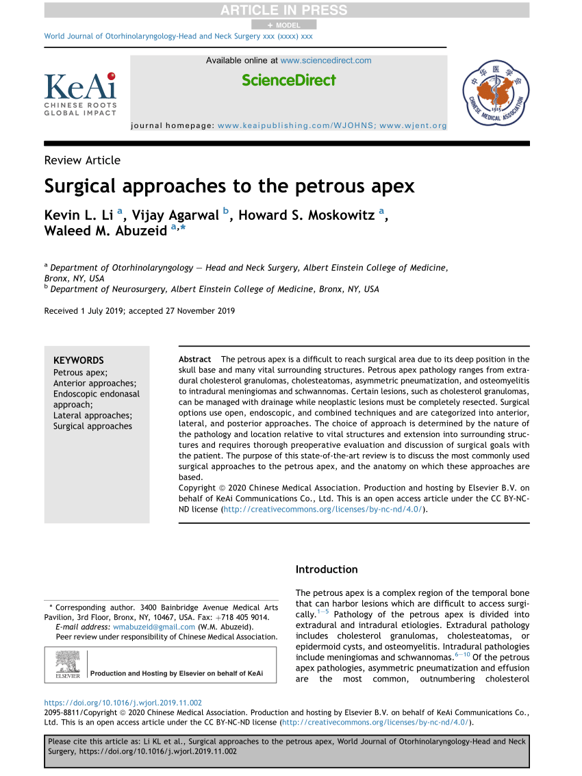Pdf Surgical Approaches To The Petrous Apex