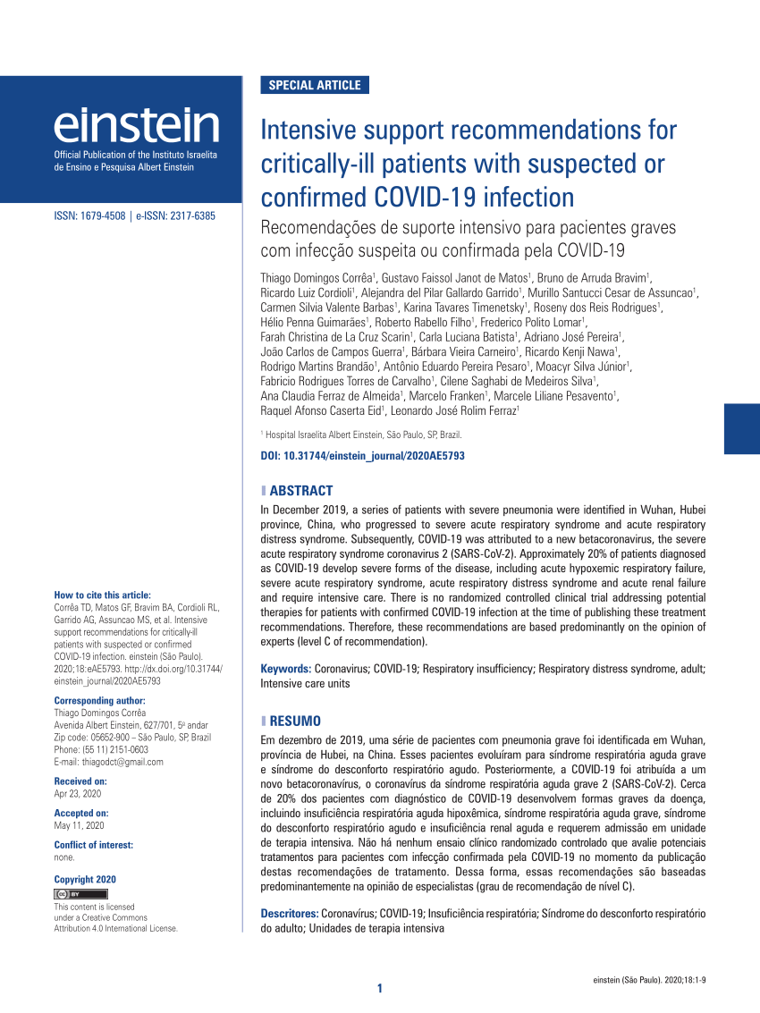 PDF Intensive support recommendations for critically ill patients  