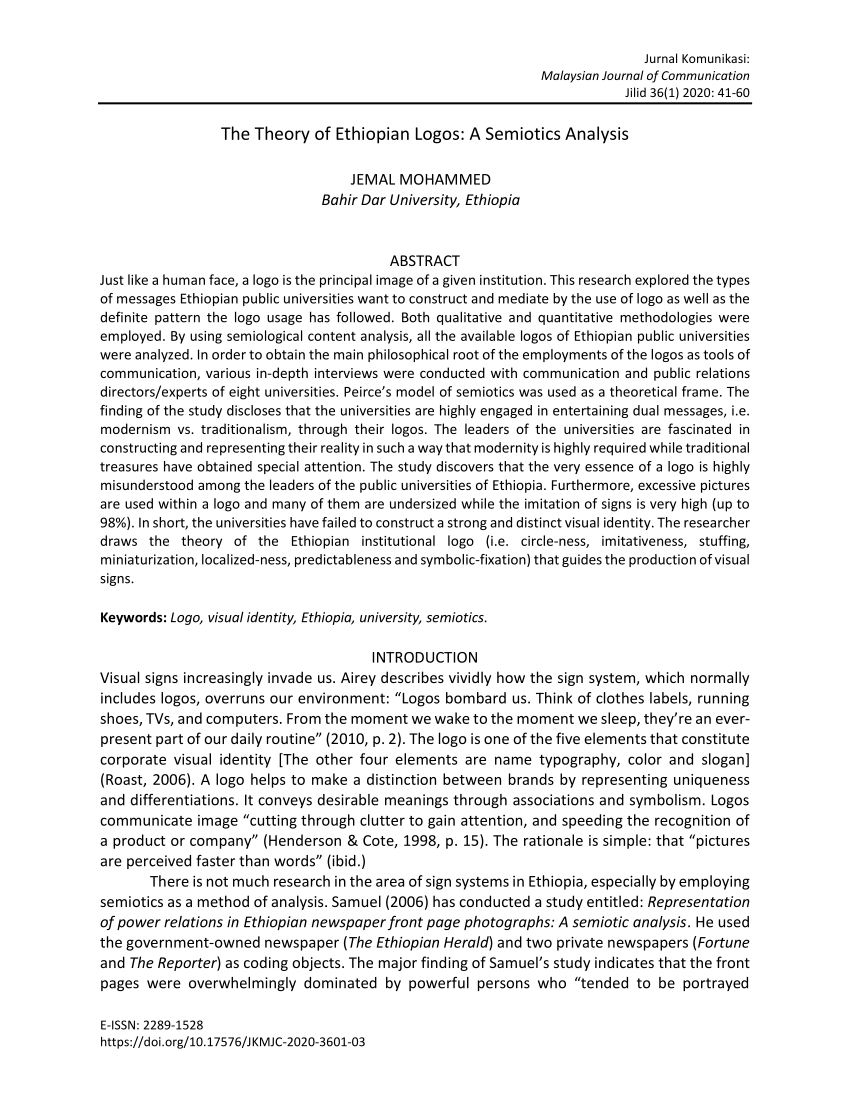 (PDF) The Theory of Ethiopian Logos: A Semiotics Analysis