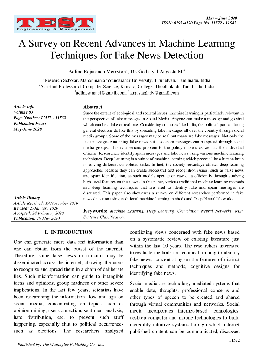 research paper on fake news detection using machine learning
