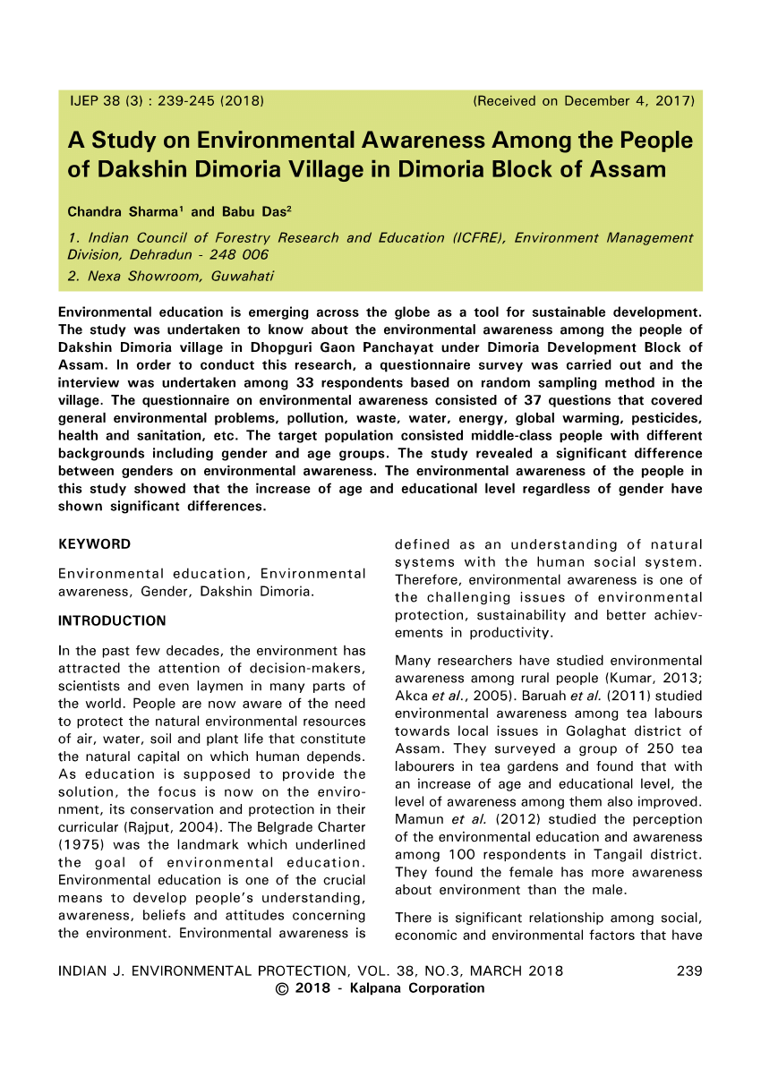 thesis on environmental awareness pdf